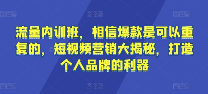 流量内训班，相信爆款是可以重复的，短视频营销大揭秘，打造个人品牌的利器-小鹏项目网
