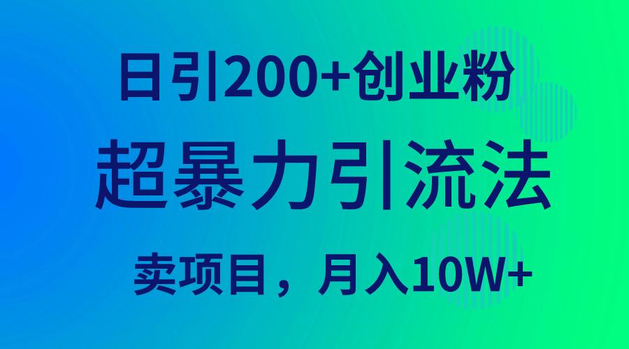(9654期)超暴力引流法，日引200+创业粉，卖项目月入10W+-小鹏项目网