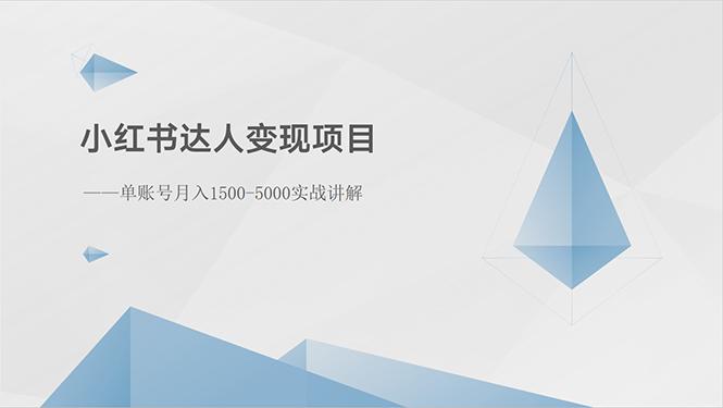 小红书达人变现项目：单账号月入1500-3000实战讲解-小鹏项目网