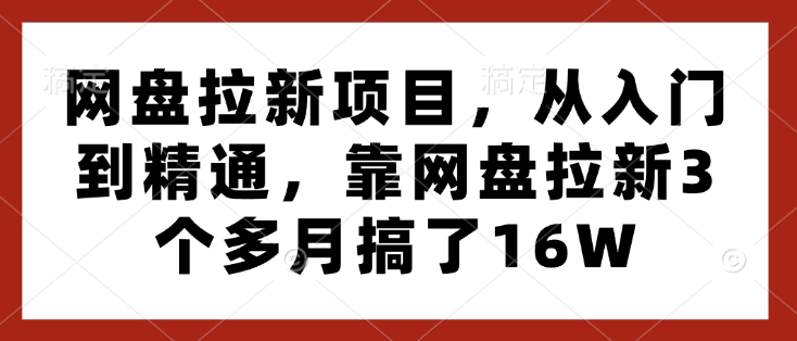 网盘拉新项目，从入门到精通，靠网盘拉新3个多月搞了16W-小鹏项目网