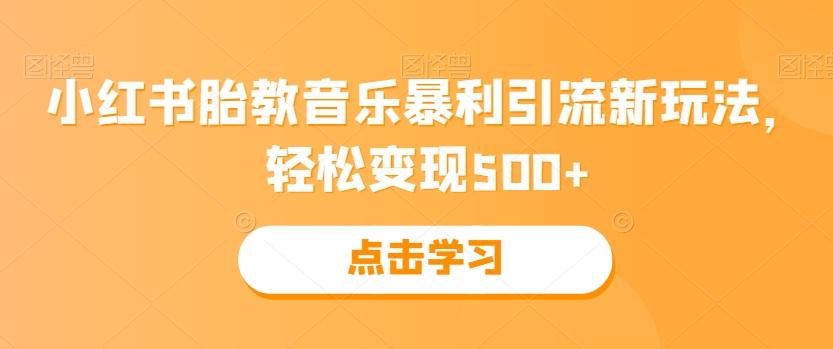 小红书胎教音乐暴利引流新玩法，轻松变现500+-小鹏项目网