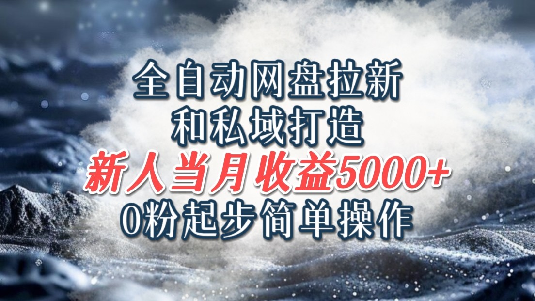 全自动网盘拉新和私域打造，0粉起步简单操作，新人入门当月收益5000以上-小鹏项目网
