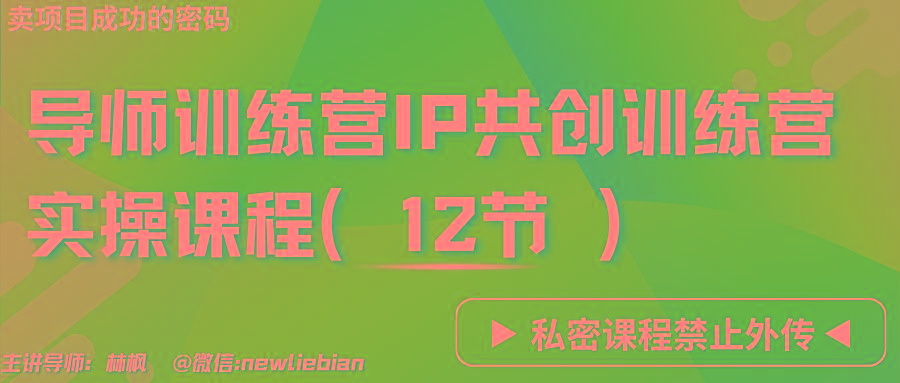 导师训练营3.0IP共创训练营私密实操课程(12节)-卖项目的密码成功秘诀-小鹏项目网