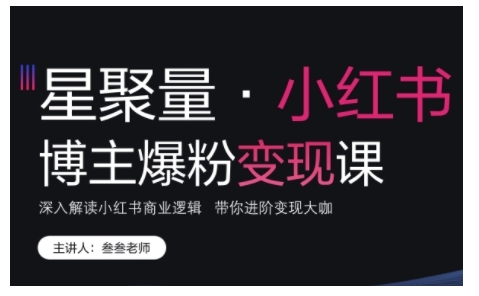小红书博主爆粉变现课，深入解读小红书商业逻辑，带你进阶变现大咖-小鹏项目网