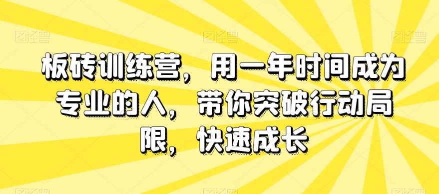 板砖训练营，用一年时间成为专业的人，带你突破行动局限，快速成长-小鹏项目网