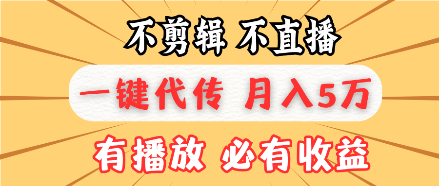 不剪辑不直播，一键代发，月入5万懒人必备，我出视频你来发-小鹏项目网