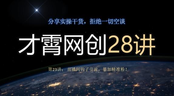 才霄网创28讲第23讲：直播间钩子引流，暴加精准粉！-小鹏项目网