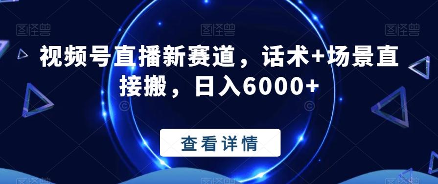 视频号直播新赛道，话术+场景直接搬，日入6000+-小鹏项目网