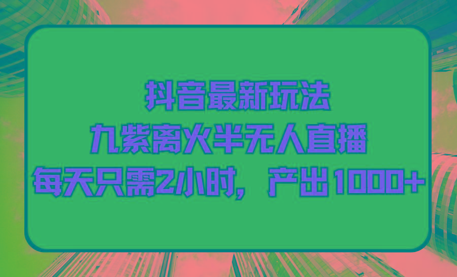 (9619期)抖音最新玩法，九紫离火半无人直播，每天只需2小时，产出1000+-小鹏项目网