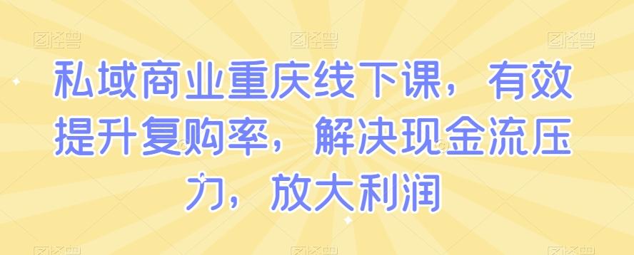 私域商业重庆线下课，有效提升复购率，解决现金流压力，放大利润-小鹏项目网