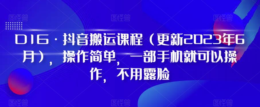 D1G·抖音搬运课程（更新2024年01月），操作简单，一部手机就可以操作，不用露脸-小鹏项目网