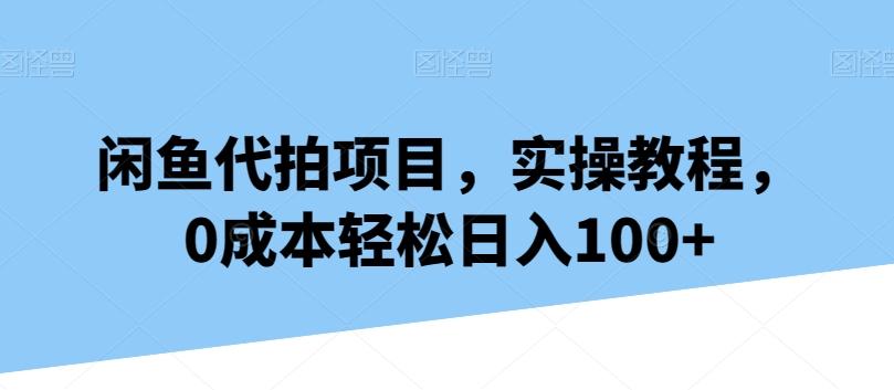 闲鱼代拍项目，实操教程，0成本轻松日入100+-小鹏项目网