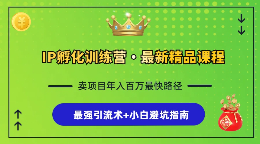 IP孵化训练营，知识付费全流程+最强引流术+小白避坑指南-小鹏项目网