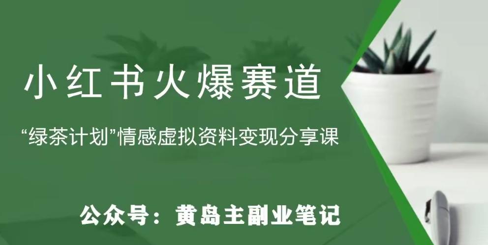黄岛主·小红书绿茶计划情感虚拟资料变现项目，花我598买来拆解出来给你-小鹏项目网