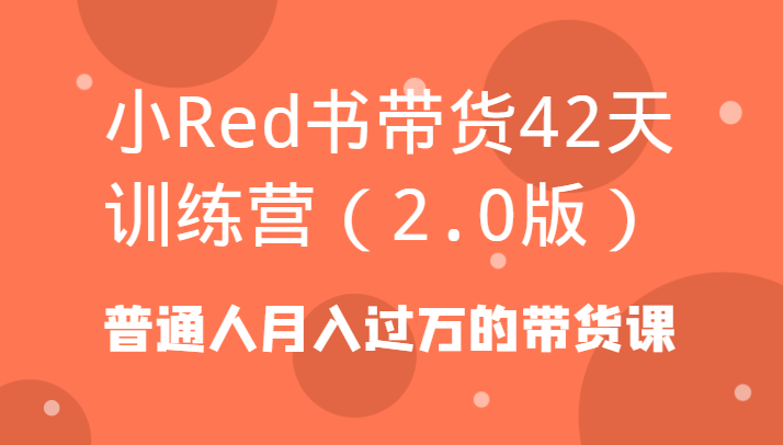 小Red书带货42天训练营(2.0版)普通人月入过万的带货课-小鹏项目网
