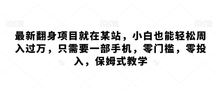 最新翻身项目就在某站，小白也能轻松周入过万，只需要一部手机，零门槛，零投入，保姆式教学-小鹏项目网