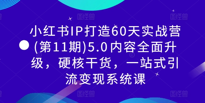 小红书IP打造60天实战营(第11期)5.0​内容全面升级，硬核干货，一站式引流变现系统课-小鹏项目网