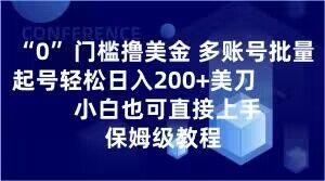 0门槛撸美金，多账号批量起号轻松日入200+美刀，小白也可直接上手，保姆级教程【揭秘】-小鹏项目网