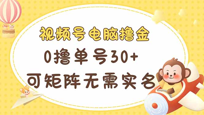视频号电脑撸金 0撸单号30+ 可矩阵 无需实名多号多得-小鹏项目网