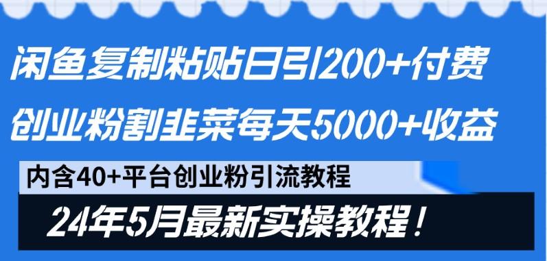 闲鱼复制粘贴日引200+付费创业粉，24年5月最新方法！割韭菜日稳定5000+收益-小鹏项目网