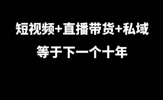 短视频+直播带货+私域等于下一个十年，大佬7年实战经验总结-小鹏项目网