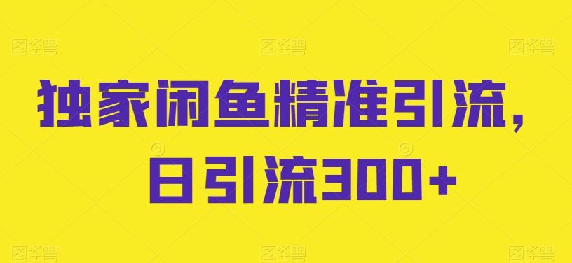 独家闲鱼精准引流，日引流300+【揭秘】-小鹏项目网