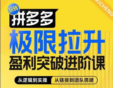 拼多多极限拉升盈利突破进阶课，​从算法到玩法，从玩法到团队搭建，体系化系统性帮助商家实现利润提升-小鹏项目网