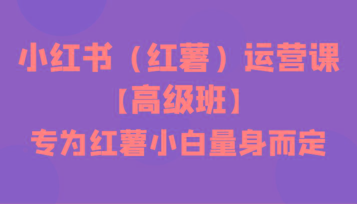 小红书(红薯)运营课【高级班】，专为红薯小白量身而定(42节课)-小鹏项目网