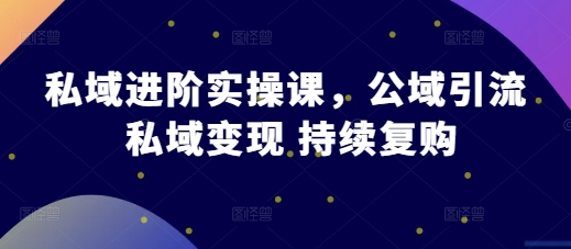 私域进阶实操课，公域引流 私域变现 持续复购-小鹏项目网