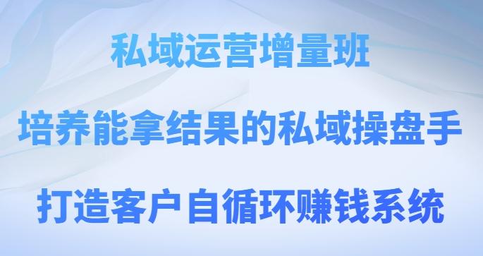 私域运营增量班，培养能拿结果的私域操盘手，打造客户自循环赚钱系统-小鹏项目网