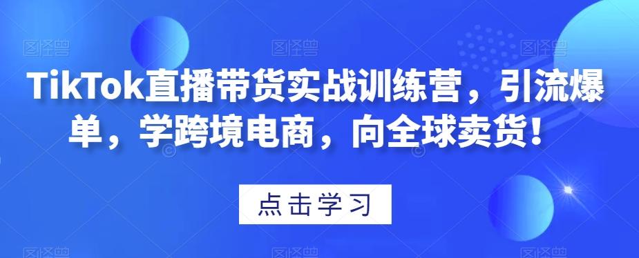 TikTok直播带货实战训练营，引流爆单，学跨境电商，向全球卖货！-小鹏项目网