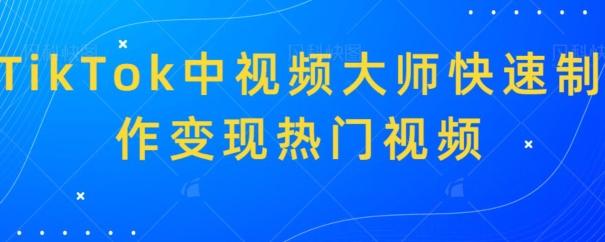 TikTok中视频大师快速制作变现热门视频-小鹏项目网