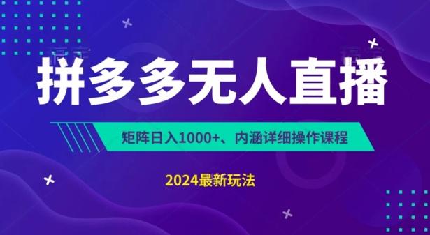 拼多多无人直播不封号，0投入，3天必起，无脑挂机，日入1k+【揭秘】-小鹏项目网