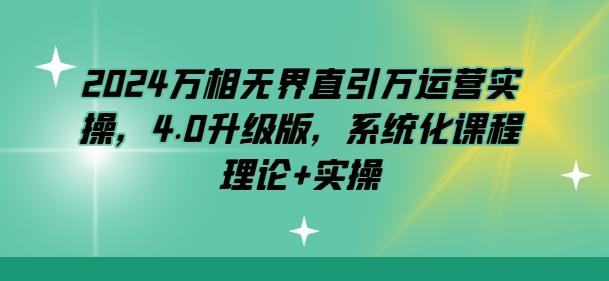2024万相无界直引万运营实操，4.0升级版，系统化课程 理论+实操-小鹏项目网