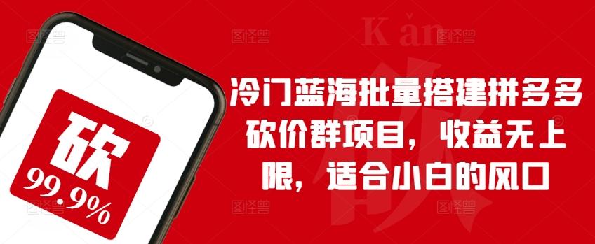 冷门蓝海批量搭建拼多多砍价群项目，收益无上限，适合小白的风口【揭秘】-小鹏项目网