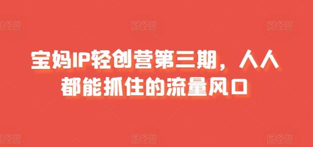 宝妈IP轻创营第三期，人人都能抓住的流量风口-小鹏项目网