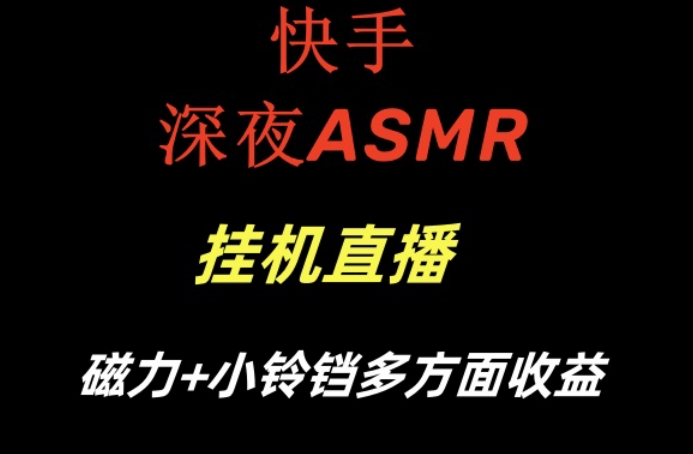 快手深夜ASMR挂机直播，磁力+小铃铛收益(附带工具和5G素材)【揭秘】-小鹏项目网