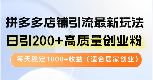 拼多多店铺引流最新玩法，日引200+高质量创业粉，每天稳定1000+收益(…-小鹏项目网