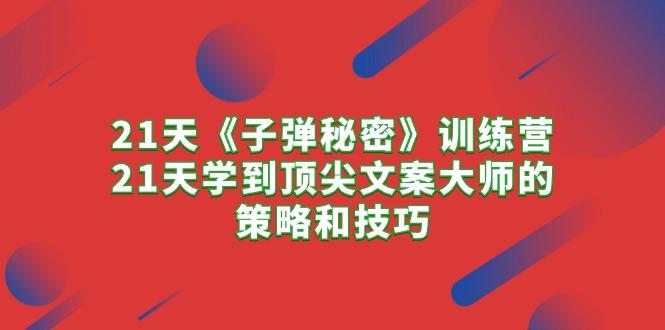 21天《子弹秘密》训练营，21天学到顶尖文案大师的策略和技巧-小鹏项目网