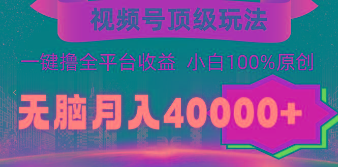(9281期)视频号顶级玩法，无脑月入40000+，一键撸全平台收益，纯小白也能100%原创-小鹏项目网