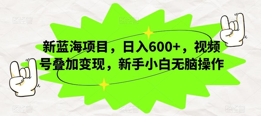 新蓝海项目，日入600+，视频号叠加变现，新手小白无脑操作【揭秘】-小鹏项目网