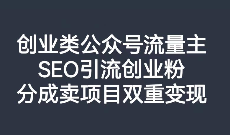 创业类公众号流量主，SEO引流创业粉，分成卖项目双重变现【揭秘】-小鹏项目网