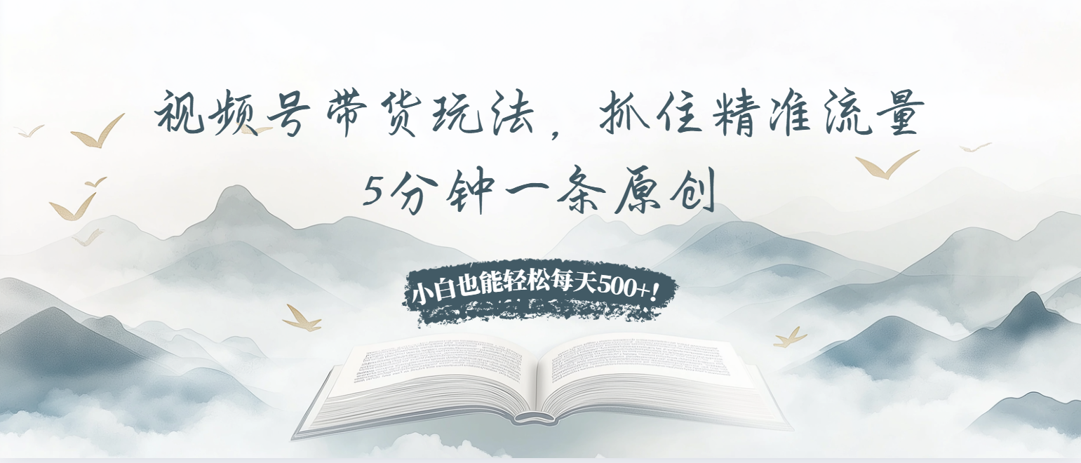 视频号带货玩法，抓住精准流量，5分钟一条原创，小白也能轻松每天500+！-小鹏项目网