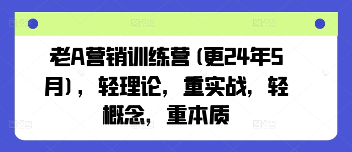 老A营销训练营(更25年1月)，轻理论，重实战，轻概念，重本质-小鹏项目网