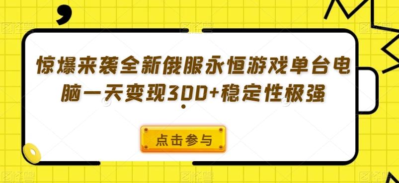 惊爆来袭全新俄服永恒游戏单台电脑一天变现300+稳定性极强-小鹏项目网