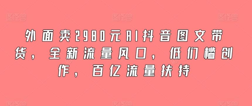 外面卖2980元AI抖音图文带货，全新流量风口，低们槛创作，百亿流量扶持-小鹏项目网