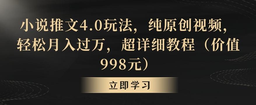 小说推文4.0玩法，纯原创视频，轻松月入过万，超详细教程(价值998元)【揭秘】-小鹏项目网