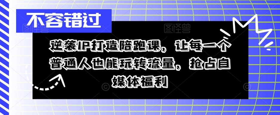 逆袭IP打造陪跑课，让每一个普通人也能玩转流量，抢占自媒体福利-小鹏项目网