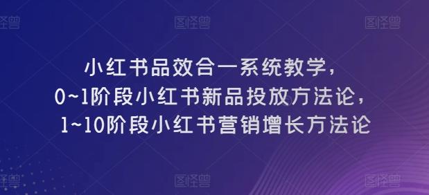 小红书品效合一系统教学，​0~1阶段小红书新品投放方法论，​1~10阶段小红书营销增长方法论-小鹏项目网