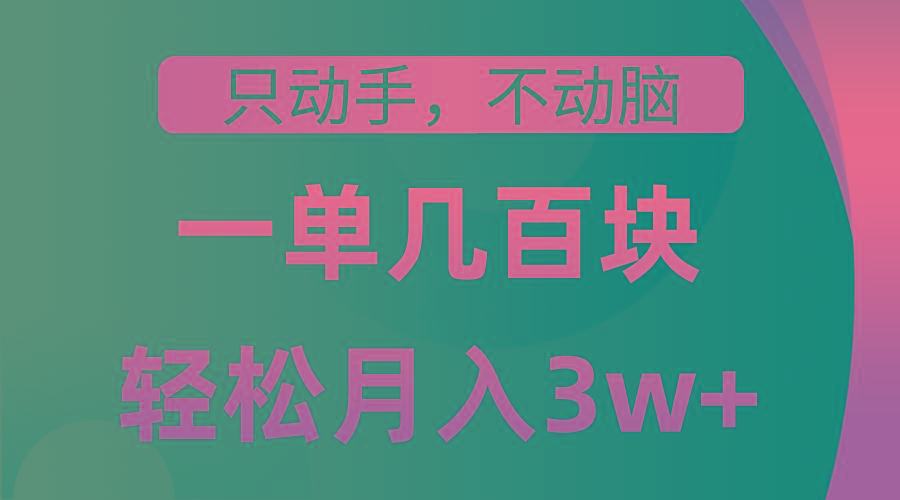 只动手不动脑，一单几百块，轻松月入3w+，看完就能直接操作，详细教程-小鹏项目网